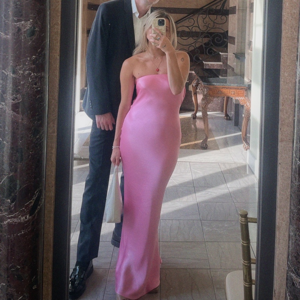 Bec and Bridge pink strapless dress
